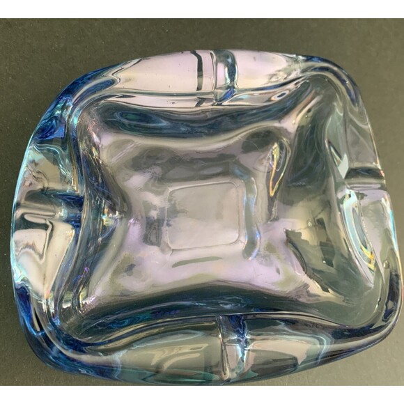 Retro Art Glass Vintage Glass Ashtray Light Blue - Picture 2 of 4